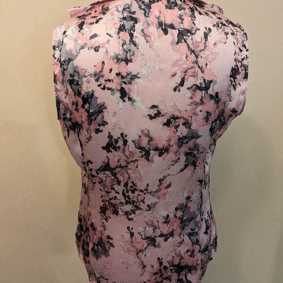 Tahari Arthur S Levine pink and black sleeveless blouse - size Medium - Picture 3 of 9